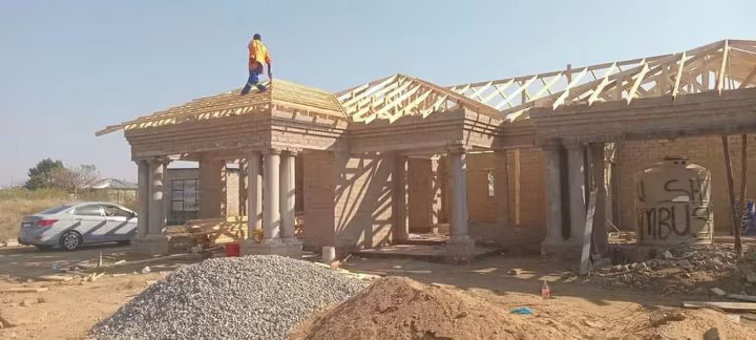Roof structure under construction